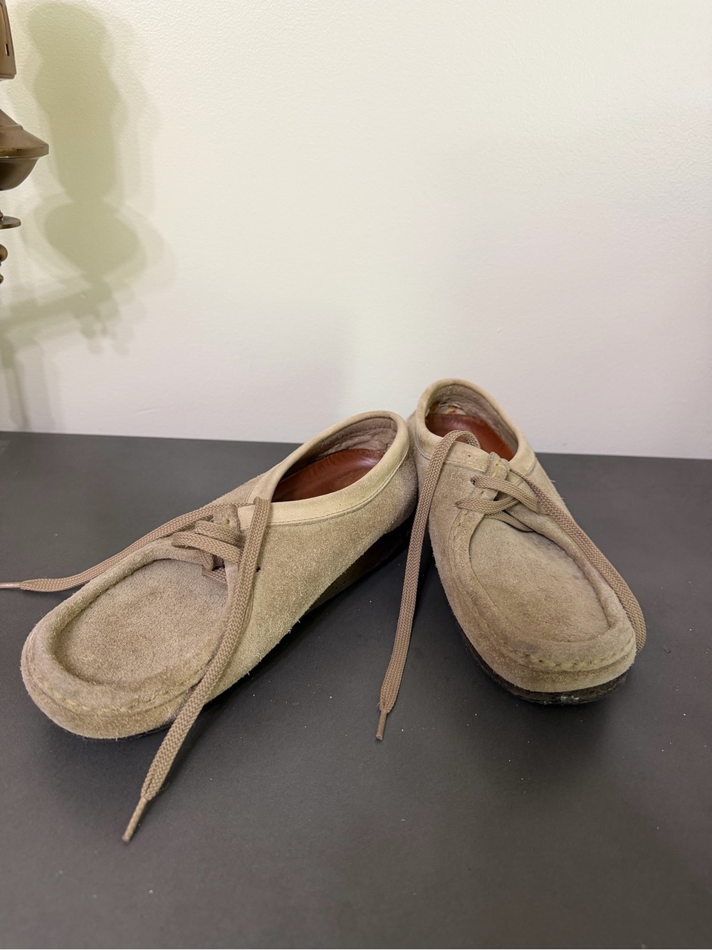 Clark’s Suede Moccasin Lace-Up Shoes in Light Brown